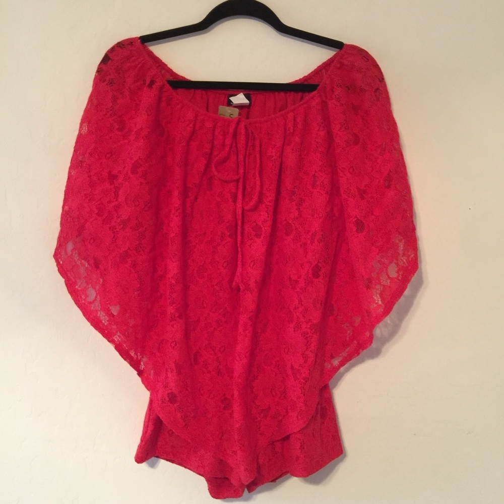 Red lace romper